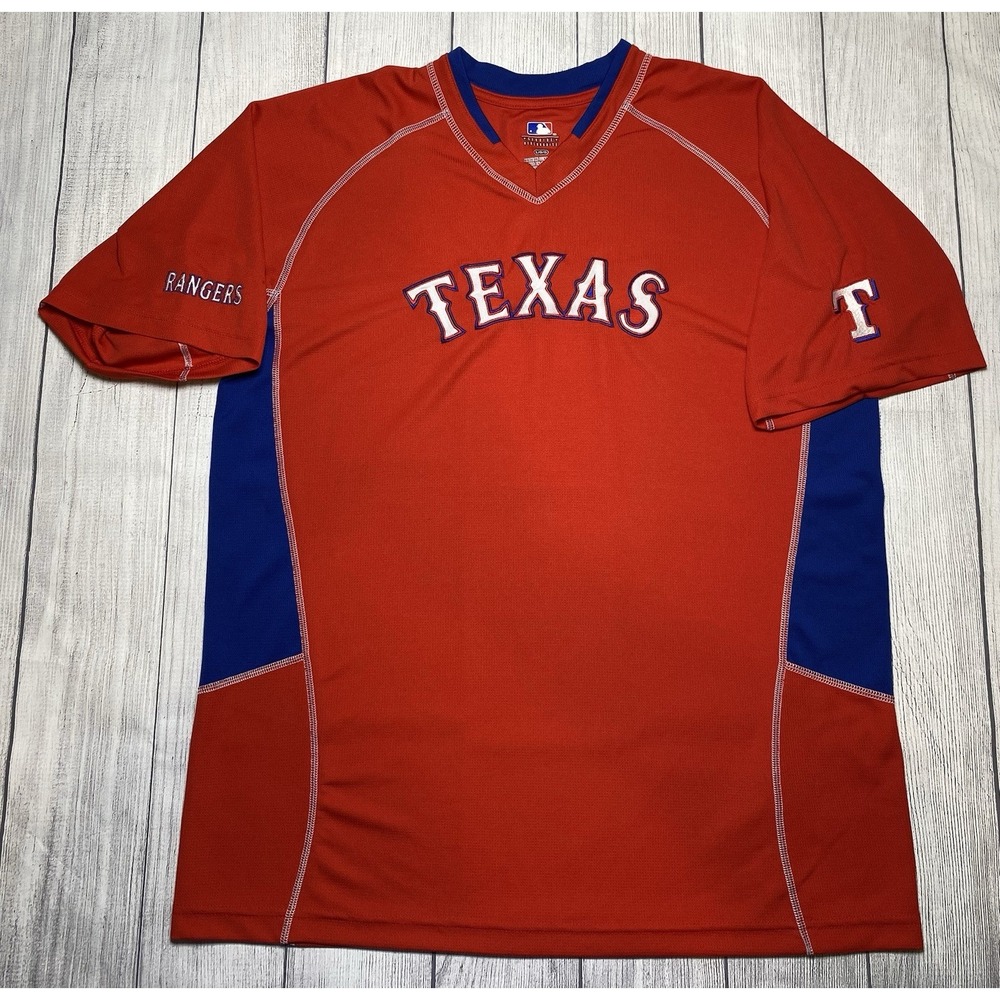 Men's Size LARGE Y2K Texas Rangers MLB Red Genuine Merchandise Stitched Jersey